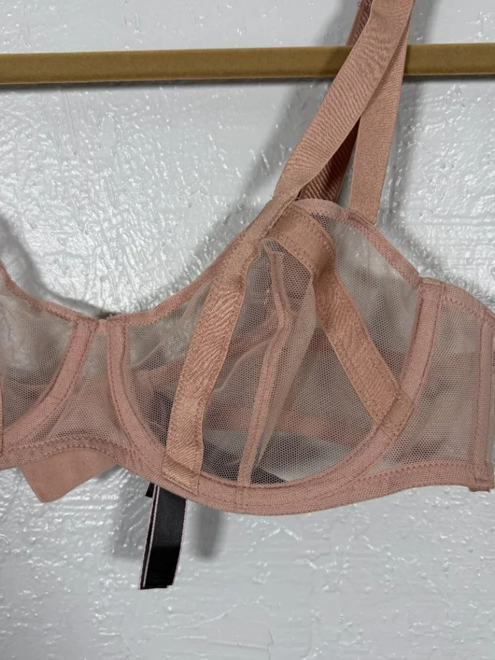 Victorias Secret Women 36B Beige Very Sexy Unlined Balconette Bra Sheer Strappy